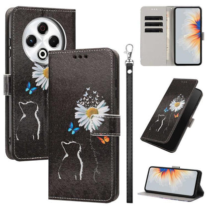 Painted Pattern Vegan Leather Phone Case with Strap, For Tecno Pova 7 Ultra 5G, For Tecno Pova 7 4G, For Tecno Camon 40 Pro, For Tecno Camon 40 Premier, For Tecno Camon 40, For Tecno Camon 40 Pro 5G Global, For Tecno Spark 30C 5G/Pop 9 5G              ...