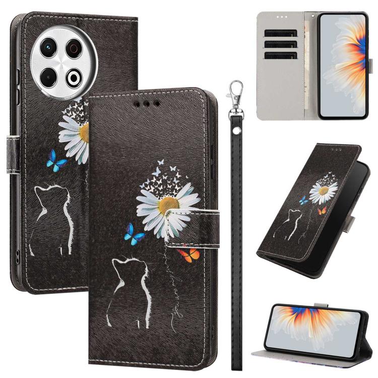 Painted Pattern Vegan Leather Phone Case with Strap, For Tecno Pova 7 Ultra 5G, For Tecno Pova 7 4G, For Tecno Camon 40 Pro, For Tecno Camon 40 Premier, For Tecno Camon 40, For Tecno Camon 40 Pro 5G Global, For Tecno Spark 30C 5G/Pop 9 5G              ...