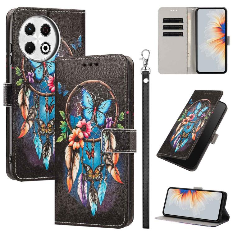 Painted Pattern Vegan Leather Phone Case with Strap, For Tecno Pova 7 Ultra 5G, For Tecno Pova 7 4G, For Tecno Camon 40 Pro, For Tecno Camon 40 Premier, For Tecno Camon 40, For Tecno Camon 40 Pro 5G Global, For Tecno Spark 30C 5G/Pop 9 5G              ...