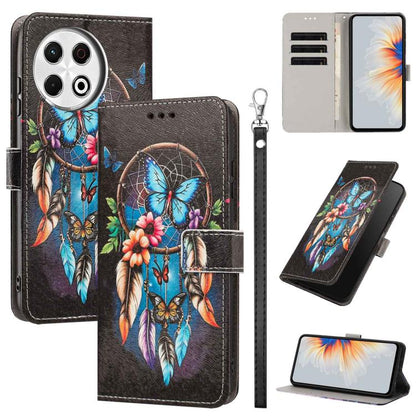 Painted Pattern Vegan Leather Phone Case with Strap, For Tecno Pova 7 Ultra 5G, For Tecno Pova 7 4G, For Tecno Camon 40 Pro, For Tecno Camon 40 Premier, For Tecno Camon 40, For Tecno Camon 40 Pro 5G Global, For Tecno Spark 30C 5G/Pop 9 5G              ...