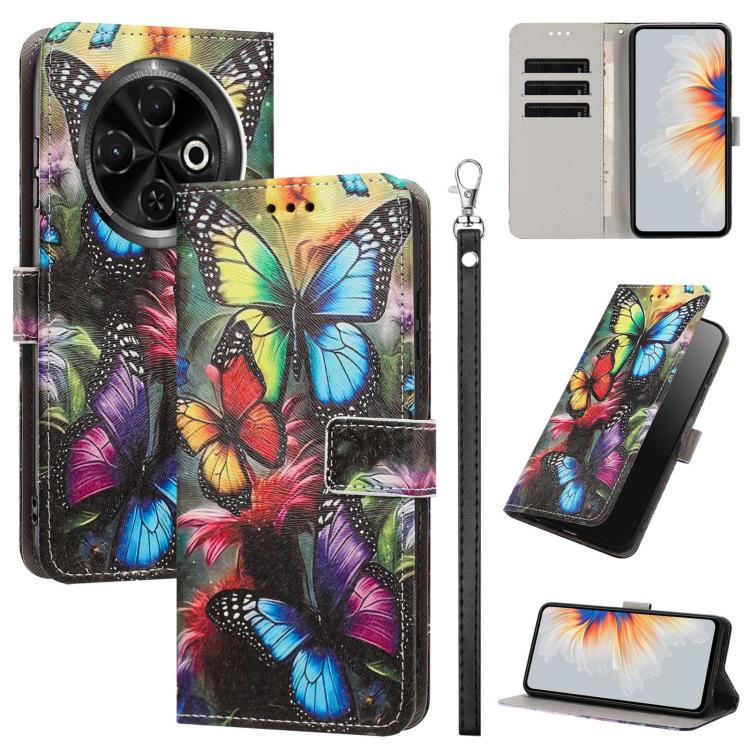 Painted Pattern Vegan Leather Phone Case with Strap, For Tecno Spark 30C, For Tecno Spark Go 1, For Tecno Spark 20 Pro 5G, For Tecno Camon 30 Premier 5G/CL 9, For Tecno Pova 6 Neo, For Tecno Pova 6/Pova 6 Pro, For Tecno Camon 30 Pro, For Tecno Camon 30...