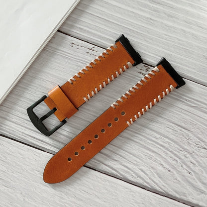 Fish Bone Hand Suture Leather Replacement Strap Watchband, For OPPO Watch 41mm, For OPPO Watch 46mm