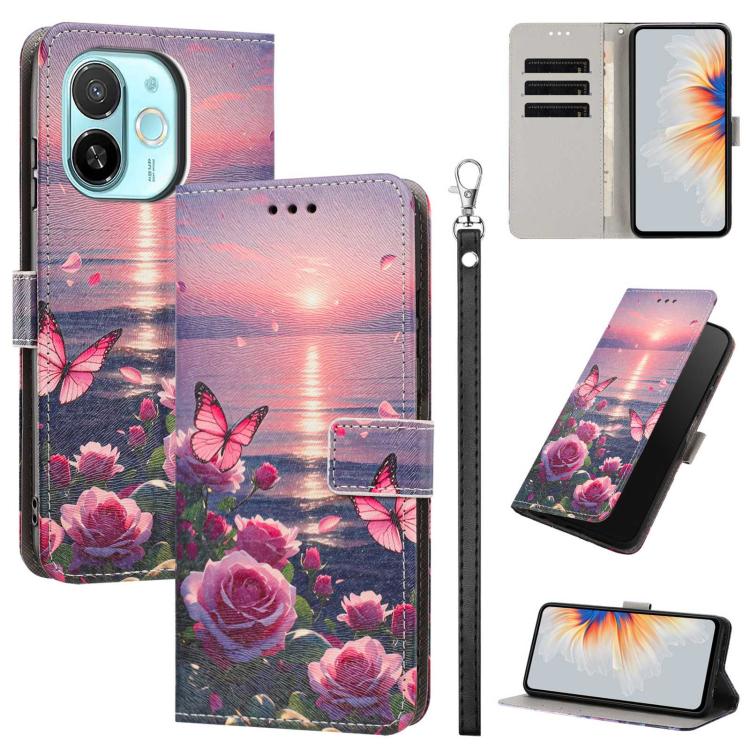 Painted Pattern Vegan Leather Phone Case with Strap, For Tecno Pova 7 Ultra 5G, For Tecno Pova 7 4G, For Tecno Camon 40 Pro, For Tecno Camon 40 Premier, For Tecno Camon 40, For Tecno Camon 40 Pro 5G Global, For Tecno Spark 30C 5G/Pop 9 5G              ...