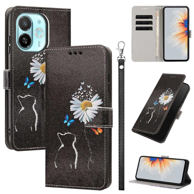 Painted Pattern Vegan Leather Phone Case with Strap, For Tecno Pova 7 Ultra 5G, For Tecno Pova 7 4G, For Tecno Camon 40 Pro, For Tecno Camon 40 Premier, For Tecno Camon 40, For Tecno Camon 40 Pro 5G Global, For Tecno Spark 30C 5G/Pop 9 5G              ...