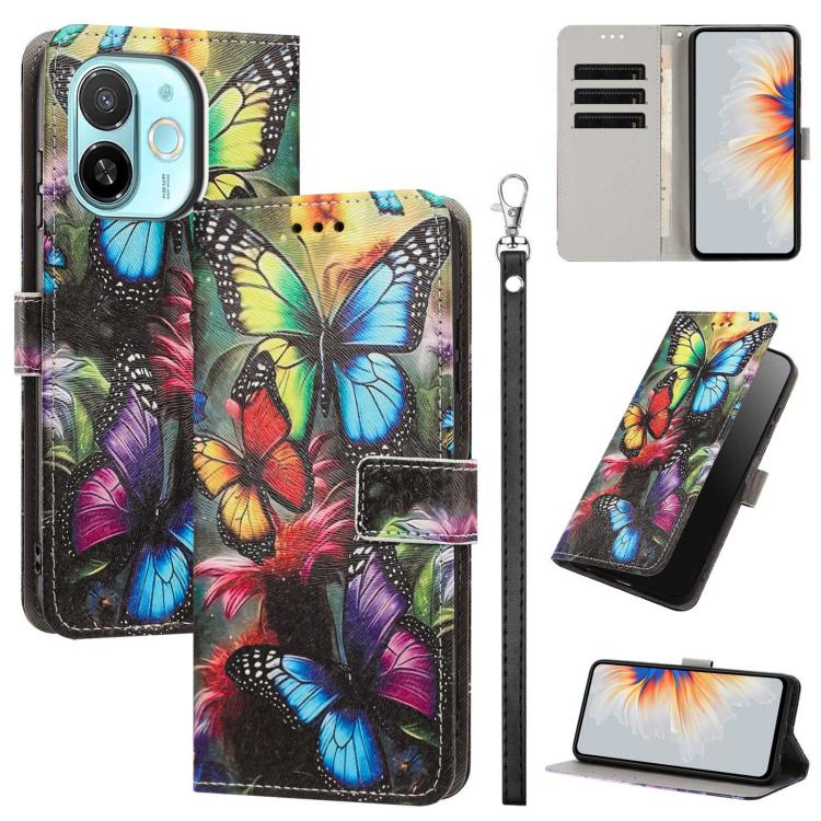 Painted Pattern Vegan Leather Phone Case with Strap, For Tecno Pova 7 Ultra 5G, For Tecno Pova 7 4G, For Tecno Camon 40 Pro, For Tecno Camon 40 Premier, For Tecno Camon 40, For Tecno Camon 40 Pro 5G Global, For Tecno Spark 30C 5G/Pop 9 5G              ...