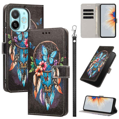 Painted Pattern Vegan Leather Phone Case with Strap, For Tecno Pova 7 Ultra 5G, For Tecno Pova 7 4G, For Tecno Camon 40 Pro, For Tecno Camon 40 Premier, For Tecno Camon 40, For Tecno Camon 40 Pro 5G Global, For Tecno Spark 30C 5G/Pop 9 5G              ...
