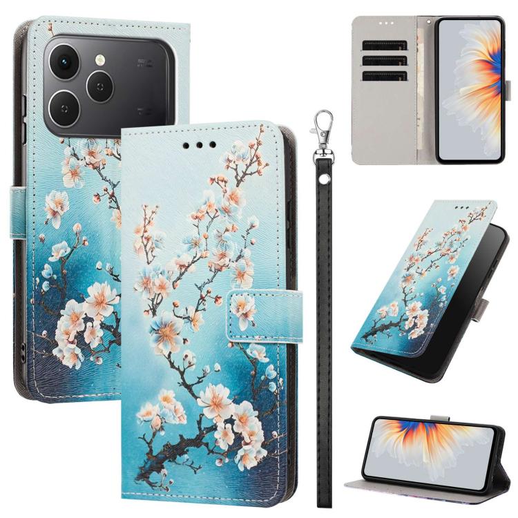 Painted Pattern Vegan Leather Phone Case with Strap, For Tecno Spark 50 5G, For Tecno Spark 50 4G/KN4, For Tecno Camon 50 Pro 4G, For Tecno Camon 50 4G/CN5, For Tecno Spark Go 3, For Tecno Spark Slim, For Tecno Spark 40C, For Tecno Pova 7 Pro 5G       ...