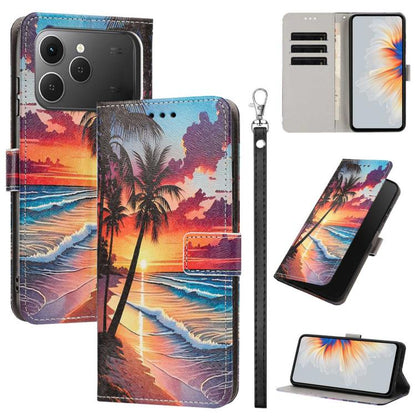 Painted Pattern Vegan Leather Phone Case with Strap, For Tecno Spark 50 5G, For Tecno Spark 50 4G/KN4, For Tecno Camon 50 Pro 4G, For Tecno Camon 50 4G/CN5, For Tecno Spark Go 3, For Tecno Spark Slim, For Tecno Spark 40C, For Tecno Pova 7 Pro 5G       ...