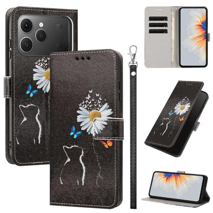 Painted Pattern Vegan Leather Phone Case with Strap, For Tecno Spark 50 5G, For Tecno Spark 50 4G/KN4, For Tecno Camon 50 Pro 4G, For Tecno Camon 50 4G/CN5, For Tecno Spark Go 3, For Tecno Spark Slim, For Tecno Spark 40C, For Tecno Pova 7 Pro 5G       ...