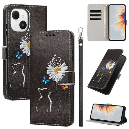 Painted Pattern Vegan Leather Phone Case with Strap, For Tecno Spark 50 5G, For Tecno Spark 50 4G/KN4, For Tecno Camon 50 Pro 4G, For Tecno Camon 50 4G/CN5, For Tecno Spark Go 3, For Tecno Spark Slim, For Tecno Spark 40C, For Tecno Pova 7 Pro 5G       ...