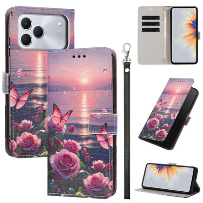 Painted Pattern Vegan Leather Phone Case with Strap, For Tecno Spark 50 5G, For Tecno Spark 50 4G/KN4, For Tecno Camon 50 Pro 4G, For Tecno Camon 50 4G/CN5, For Tecno Spark Go 3, For Tecno Spark Slim, For Tecno Spark 40C, For Tecno Pova 7 Pro 5G       ...