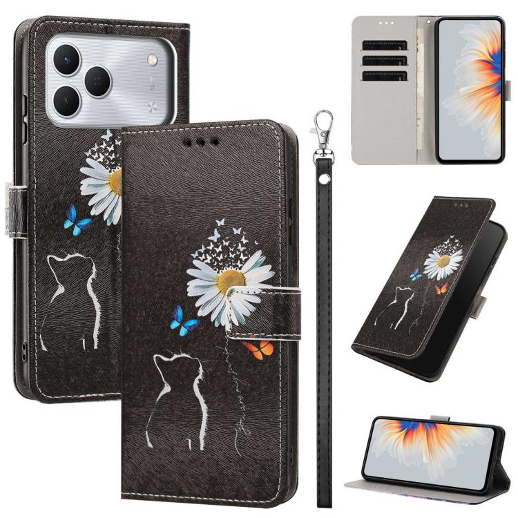Painted Pattern Vegan Leather Phone Case with Strap, For Tecno Spark 50 5G, For Tecno Spark 50 4G/KN4, For Tecno Camon 50 Pro 4G, For Tecno Camon 50 4G/CN5, For Tecno Spark Go 3, For Tecno Spark Slim, For Tecno Spark 40C, For Tecno Pova 7 Pro 5G       ...