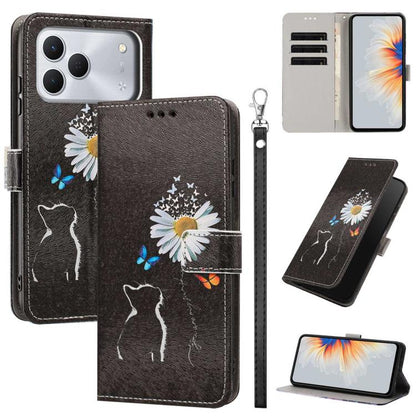 Painted Pattern Vegan Leather Phone Case with Strap, For Tecno Spark 50 5G, For Tecno Spark 50 4G/KN4, For Tecno Camon 50 Pro 4G, For Tecno Camon 50 4G/CN5, For Tecno Spark Go 3, For Tecno Spark Slim, For Tecno Spark 40C, For Tecno Pova 7 Pro 5G       ...