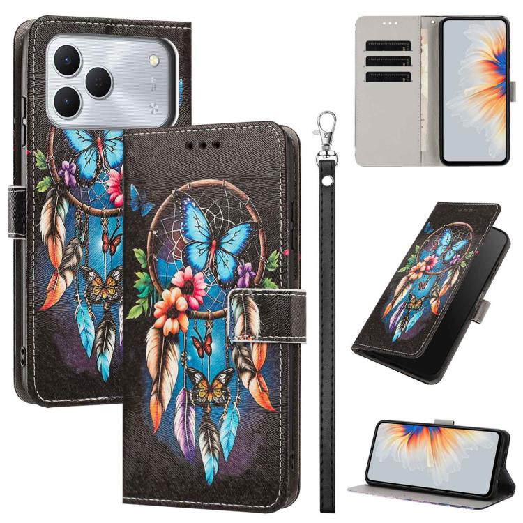 Painted Pattern Vegan Leather Phone Case with Strap, For Tecno Spark 50 5G, For Tecno Spark 50 4G/KN4, For Tecno Camon 50 Pro 4G, For Tecno Camon 50 4G/CN5, For Tecno Spark Go 3, For Tecno Spark Slim, For Tecno Spark 40C, For Tecno Pova 7 Pro 5G       ...