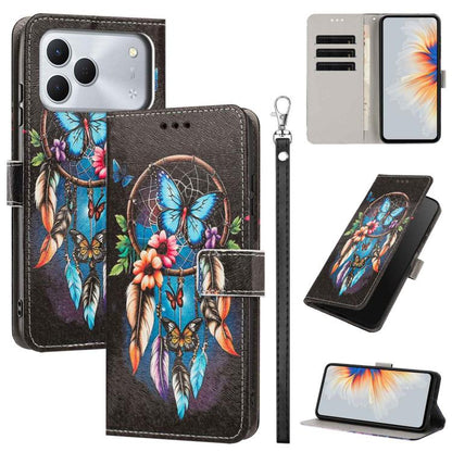 Painted Pattern Vegan Leather Phone Case with Strap, For Tecno Spark 50 5G, For Tecno Spark 50 4G/KN4, For Tecno Camon 50 Pro 4G, For Tecno Camon 50 4G/CN5, For Tecno Spark Go 3, For Tecno Spark Slim, For Tecno Spark 40C, For Tecno Pova 7 Pro 5G       ...