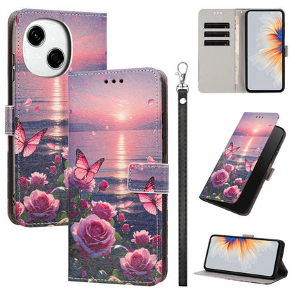 Painted Pattern Vegan Leather Phone Case with Strap, For Tecno Spark 30C, For Tecno Spark Go 1, For Tecno Spark 20 Pro 5G, For Tecno Camon 30 Premier 5G/CL 9, For Tecno Pova 6 Neo, For Tecno Pova 6/Pova 6 Pro, For Tecno Camon 30 Pro, For Tecno Camon 30...