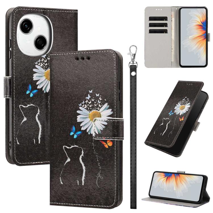 Painted Pattern Vegan Leather Phone Case with Strap, For Tecno Spark 30C, For Tecno Spark Go 1, For Tecno Spark 20 Pro 5G, For Tecno Camon 30 Premier 5G/CL 9, For Tecno Pova 6 Neo, For Tecno Pova 6/Pova 6 Pro, For Tecno Camon 30 Pro, For Tecno Camon 30...