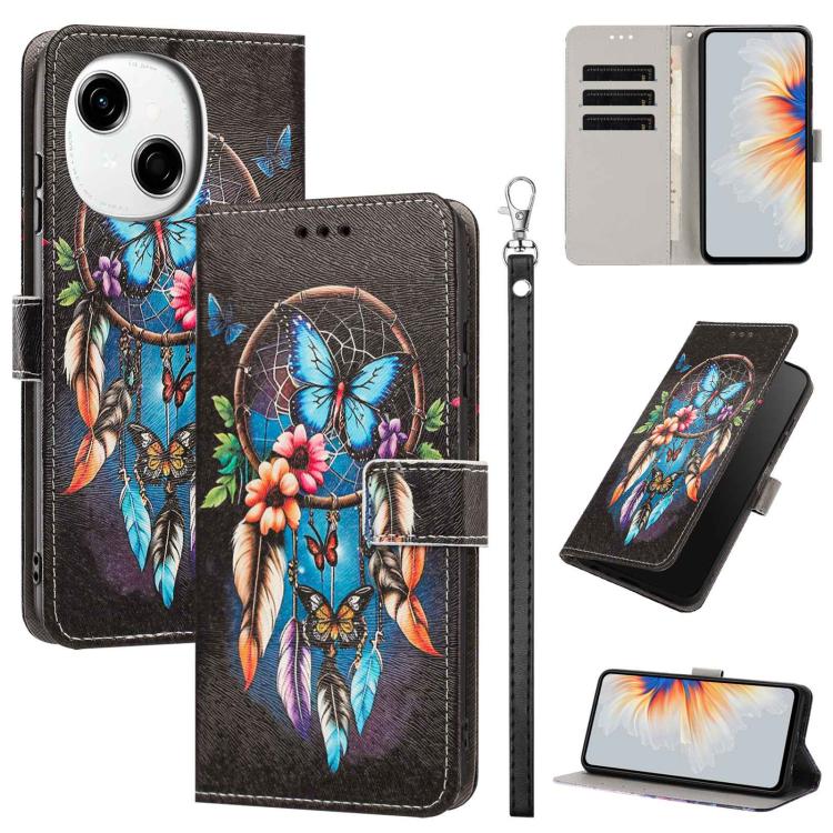 Painted Pattern Vegan Leather Phone Case with Strap, For Tecno Spark 30C, For Tecno Spark Go 1, For Tecno Spark 20 Pro 5G, For Tecno Camon 30 Premier 5G/CL 9, For Tecno Pova 6 Neo, For Tecno Pova 6/Pova 6 Pro, For Tecno Camon 30 Pro, For Tecno Camon 30...