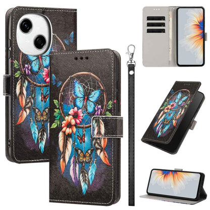 Painted Pattern Vegan Leather Phone Case with Strap, For Tecno Spark 30C, For Tecno Spark Go 1, For Tecno Spark 20 Pro 5G, For Tecno Camon 30 Premier 5G/CL 9, For Tecno Pova 6 Neo, For Tecno Pova 6/Pova 6 Pro, For Tecno Camon 30 Pro, For Tecno Camon 30...