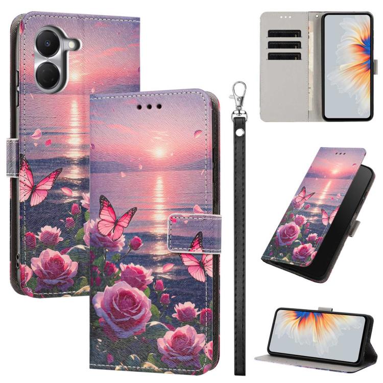 Painted Pattern Vegan Leather Phone Case with Strap, For Tecno Spark 50 5G, For Tecno Spark 50 4G/KN4, For Tecno Camon 50 Pro 4G, For Tecno Camon 50 4G/CN5, For Tecno Spark Go 3, For Tecno Spark Slim, For Tecno Spark 40C, For Tecno Pova 7 Pro 5G       ...