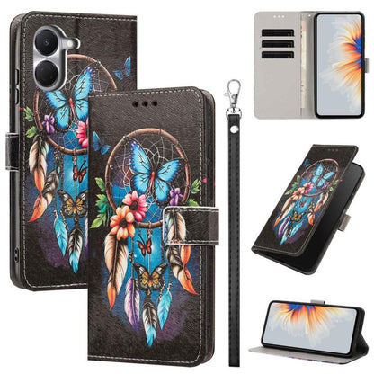 Painted Pattern Vegan Leather Phone Case with Strap, For Tecno Spark 50 5G, For Tecno Spark 50 4G/KN4, For Tecno Camon 50 Pro 4G, For Tecno Camon 50 4G/CN5, For Tecno Spark Go 3, For Tecno Spark Slim, For Tecno Spark 40C, For Tecno Pova 7 Pro 5G       ...
