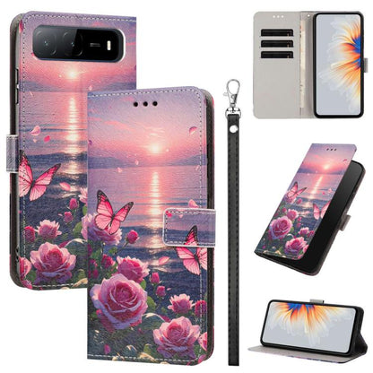 Painted Pattern Vegan Leather Phone Case with Strap, For Tecno Pova 7 Ultra 5G, For Tecno Pova 7 4G, For Tecno Camon 40 Pro, For Tecno Camon 40 Premier, For Tecno Camon 40, For Tecno Camon 40 Pro 5G Global, For Tecno Spark 30C 5G/Pop 9 5G              ...