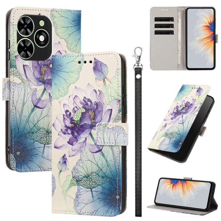 Painted Pattern Vegan Leather Phone Case with Strap, For Tecno Spark 30C, For Tecno Spark Go 1, For Tecno Spark 20 Pro 5G, For Tecno Camon 30 Premier 5G/CL 9, For Tecno Pova 6 Neo, For Tecno Pova 6/Pova 6 Pro, For Tecno Camon 30 Pro, For Tecno Camon 30...