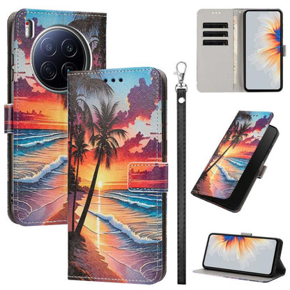 Painted Pattern Vegan Leather Phone Case with Strap, For Tecno Pova 7 Ultra 5G, For Tecno Pova 7 4G, For Tecno Camon 40 Pro, For Tecno Camon 40 Premier, For Tecno Camon 40, For Tecno Camon 40 Pro 5G Global, For Tecno Spark 30C 5G/Pop 9 5G              ...