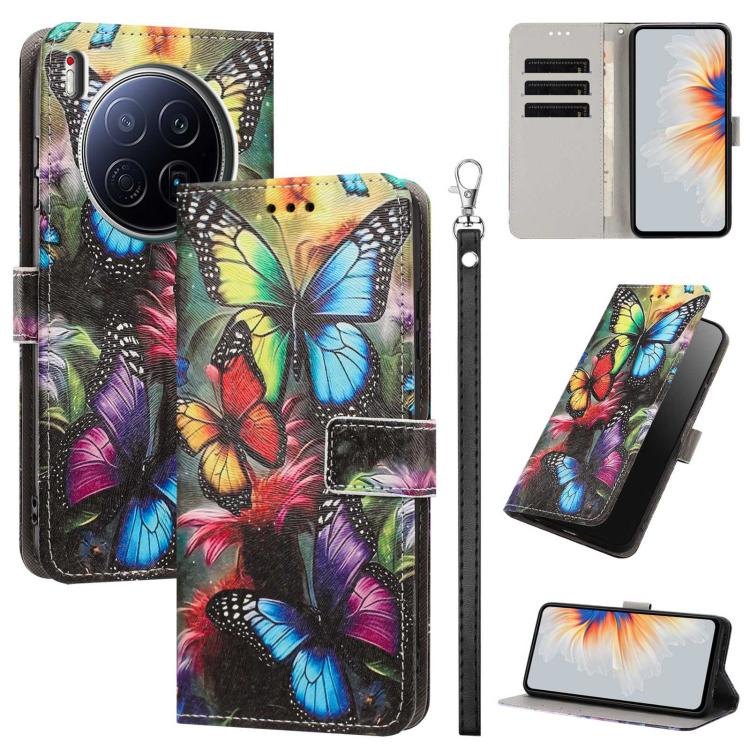 Painted Pattern Vegan Leather Phone Case with Strap, For Tecno Pova 7 Ultra 5G, For Tecno Pova 7 4G, For Tecno Camon 40 Pro, For Tecno Camon 40 Premier, For Tecno Camon 40, For Tecno Camon 40 Pro 5G Global, For Tecno Spark 30C 5G/Pop 9 5G              ...