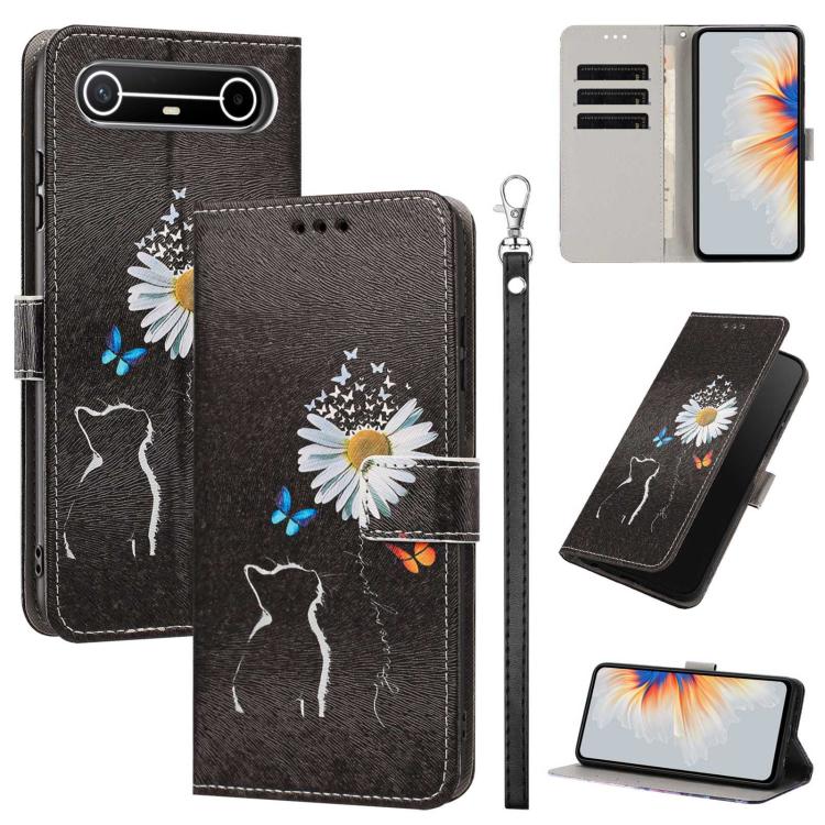 Painted Pattern Vegan Leather Phone Case with Strap, For Tecno Spark 50 5G, For Tecno Spark 50 4G/KN4, For Tecno Camon 50 Pro 4G, For Tecno Camon 50 4G/CN5, For Tecno Spark Go 3, For Tecno Spark Slim, For Tecno Spark 40C, For Tecno Pova 7 Pro 5G       ...