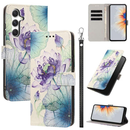 Étui de téléphone en cuir végétalien avec motif peint et dragonne, Pour Galaxy M16 5G / F16 5G, Pour Galaxy M55, Pour Galaxy M35, Pour Galaxy M15, Pour Galaxy M54, Pour Galaxy M14