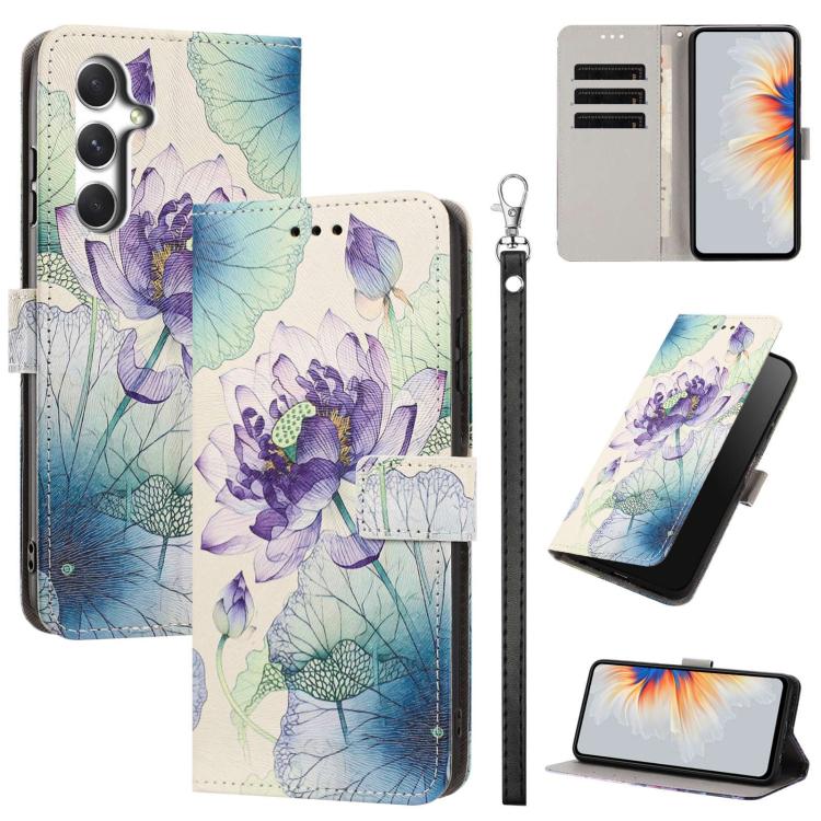 Étui de téléphone en cuir végétalien avec motif peint et dragonne, Pour Galaxy M16 5G / F16 5G, Pour Galaxy M55, Pour Galaxy M35, Pour Galaxy M15, Pour Galaxy M54, Pour Galaxy M14