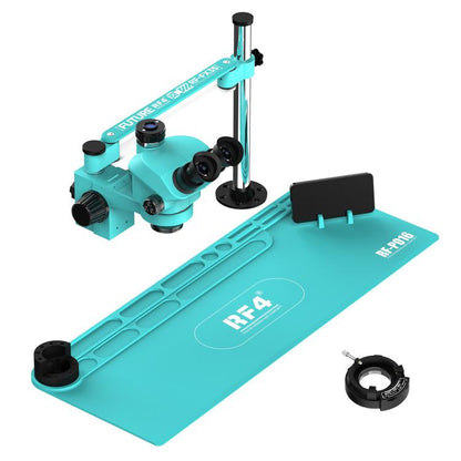 RF4 RF-FX35A 7-50X Free Swing Fixed Trinocular Microscope with RF-PO16 Silicone Pad, Long Version, RF-FX35A