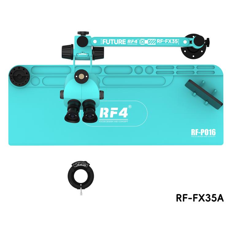 RF4 RF-FX35A 7-50X Free Swing Fixed Trinocular Microscope with RF-PO16 Silicone Pad, Long Version, RF-FX35A