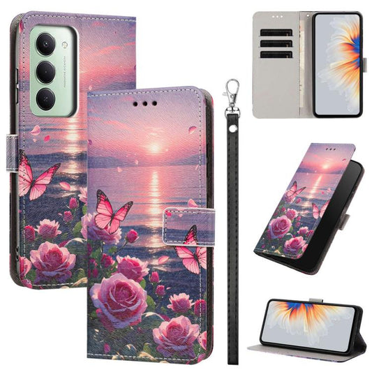 Painted Pattern Vegan Leather Phone Case with Strap, For Redmi 15 5G / 4G EU 171mm, For Redmi 15C 5G / 4G Global 171mm, For Redmi A5 4G 173.3mm, For Redmi A5 4G 171.7mm/Poco C71 4G, For Redmi Note 14 4G 164.84mm, For Redmi Note 14 Pro 5G/4G