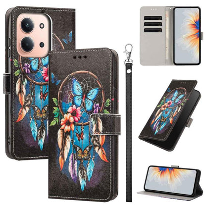 Painted Pattern Vegan Leather Phone Case with Strap, For Redmi 15 5G / 4G EU 171mm, For Redmi 15C 5G / 4G Global 171mm, For Redmi A5 4G 173.3mm, For Redmi A5 4G 171.7mm/Poco C71 4G, For Redmi Note 14 4G 164.84mm, For Redmi Note 14 Pro 5G/4G            ...