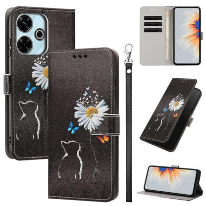 Painted Pattern Vegan Leather Phone Case with Strap, For Redmi 15 5G / 4G EU 171mm, For Redmi 15C 5G / 4G Global 171mm, For Redmi A5 4G 173.3mm, For Redmi A5 4G 171.7mm/Poco C71 4G, For Redmi Note 14 4G 164.84mm, For Redmi Note 14 Pro 5G/4G            ...