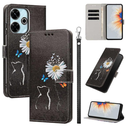 Painted Pattern Vegan Leather Phone Case with Strap, For Redmi A3 4G Global/A3X, For Redmi Turbo 3/Poco F6, For Redmi K70 Pro / K70, For Redmi Note 13 Pro 4G Global, For Redmi Note 13 4G Global, For Redmi K70E/Poco X6 Pro, For Redmi Note 13 5G Global  ...