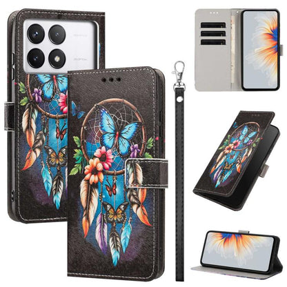 Painted Pattern Vegan Leather Phone Case with Strap, For Redmi A3 4G Global/A3X, For Redmi Turbo 3/Poco F6, For Redmi K70 Pro / K70, For Redmi Note 13 Pro 4G Global, For Redmi Note 13 4G Global, For Redmi K70E/Poco X6 Pro, For Redmi Note 13 5G Global  ...