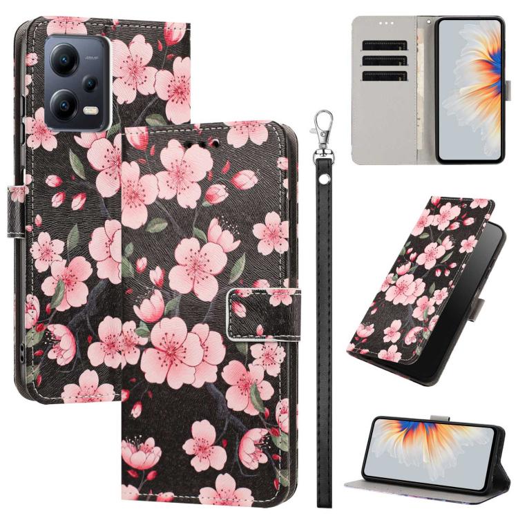 Painted Pattern Vegan Leather Phone Case with Strap, For Redmi Note 12 Turbo/Poco F5, For Redmi Note 12s 4G Global, For Redmi Note 12 Pro 4G, For Redmi Note 12 4G Global, For Redmi 12C/11A 4G Global, For Redmi Note 12 Pro+ Global                       ...