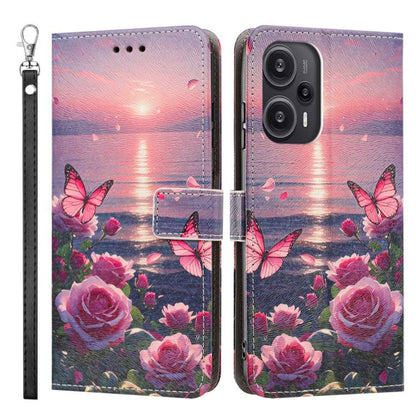 Painted Pattern Vegan Leather Phone Case with Strap, For Redmi Note 12 Turbo/Poco F5, For Redmi Note 12s 4G Global, For Redmi Note 12 Pro 4G, For Redmi Note 12 4G Global, For Redmi 12C/11A 4G Global, For Redmi Note 12 Pro+ Global                       ...