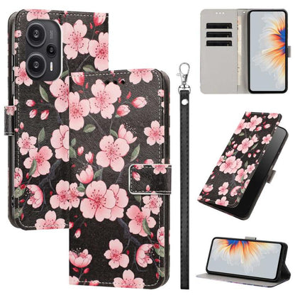 Painted Pattern Vegan Leather Phone Case with Strap, For Redmi Note 12 Turbo/Poco F5, For Redmi Note 12s 4G Global, For Redmi Note 12 Pro 4G, For Redmi Note 12 4G Global, For Redmi 12C/11A 4G Global, For Redmi Note 12 Pro+ Global                       ...