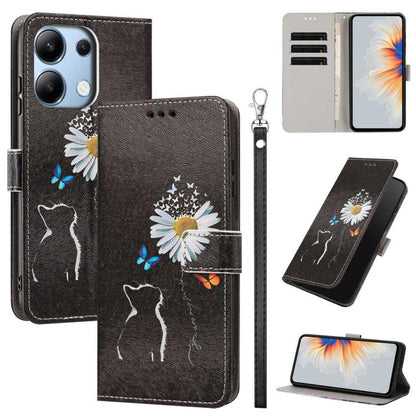 Painted Pattern Vegan Leather Phone Case with Strap, For Redmi A3 4G Global/A3X, For Redmi Turbo 3/Poco F6, For Redmi K70 Pro / K70, For Redmi Note 13 Pro 4G Global, For Redmi Note 13 4G Global, For Redmi K70E/Poco X6 Pro, For Redmi Note 13 5G Global  ...