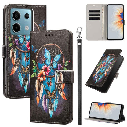 Painted Pattern Vegan Leather Phone Case with Strap, For Redmi A3 4G Global/A3X, For Redmi Turbo 3/Poco F6, For Redmi K70 Pro / K70, For Redmi Note 13 Pro 4G Global, For Redmi Note 13 4G Global, For Redmi K70E/Poco X6 Pro, For Redmi Note 13 5G Global  ...