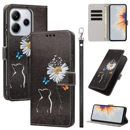 Painted Pattern Vegan Leather Phone Case with Strap, For Redmi 15 5G / 4G EU 171mm, For Redmi 15C 5G / 4G Global 171mm, For Redmi A5 4G 173.3mm, For Redmi A5 4G 171.7mm/Poco C71 4G, For Redmi Note 14 4G 164.84mm, For Redmi Note 14 Pro 5G/4G            ...