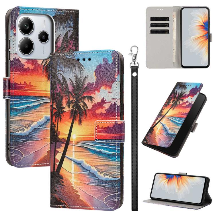 Painted Pattern Vegan Leather Phone Case with Strap, For Redmi 15 5G / 4G EU 171mm, For Redmi 15C 5G / 4G Global 171mm, For Redmi A5 4G 173.3mm, For Redmi A5 4G 171.7mm/Poco C71 4G, For Redmi Note 14 4G 164.84mm, For Redmi Note 14 Pro 5G/4G            ...