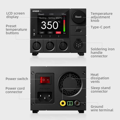 Station de soudage intelligente QIANLI H400 400 W avec support de veille tout-en-un HX1, prise US, prise EU