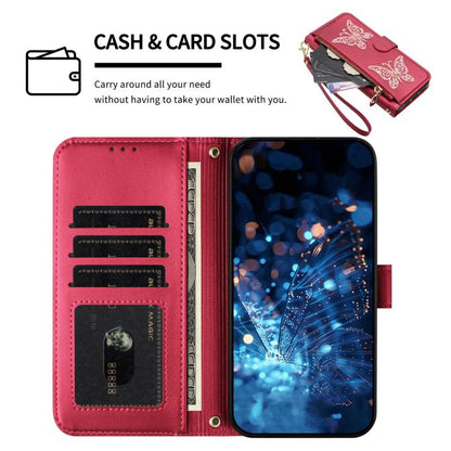 Étui de téléphone en cuir vegan à fermeture éclair avec papillons pailletés et dragonne, pour Huawei nova 16 Pro / 16 Ultra, pour Huawei Pura 90 Pro Max 5G, pour Huawei Pura 90 Pro 5G, pour Huawei Pura 90 5G
