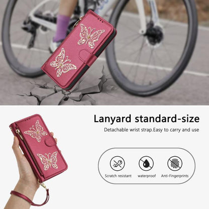 Étui de téléphone en cuir vegan à fermeture éclair avec papillons pailletés et dragonne, pour Huawei nova 16 Pro / 16 Ultra, pour Huawei Pura 90 Pro Max 5G, pour Huawei Pura 90 Pro 5G, pour Huawei Pura 90 5G