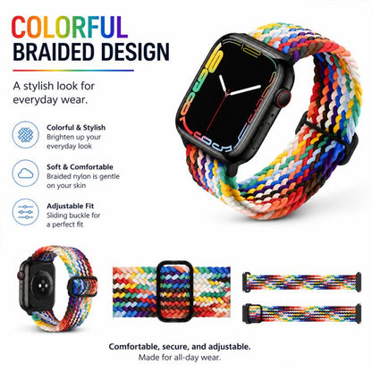 5er Pack xDfind Schiebeschnalle Nylon geflochtenes Uhrenarmband, für Apple Watch 42 / 44 / 45 / 46 / 49mm, für Apple Watch 38 / 40 / 41 / S11 42mm